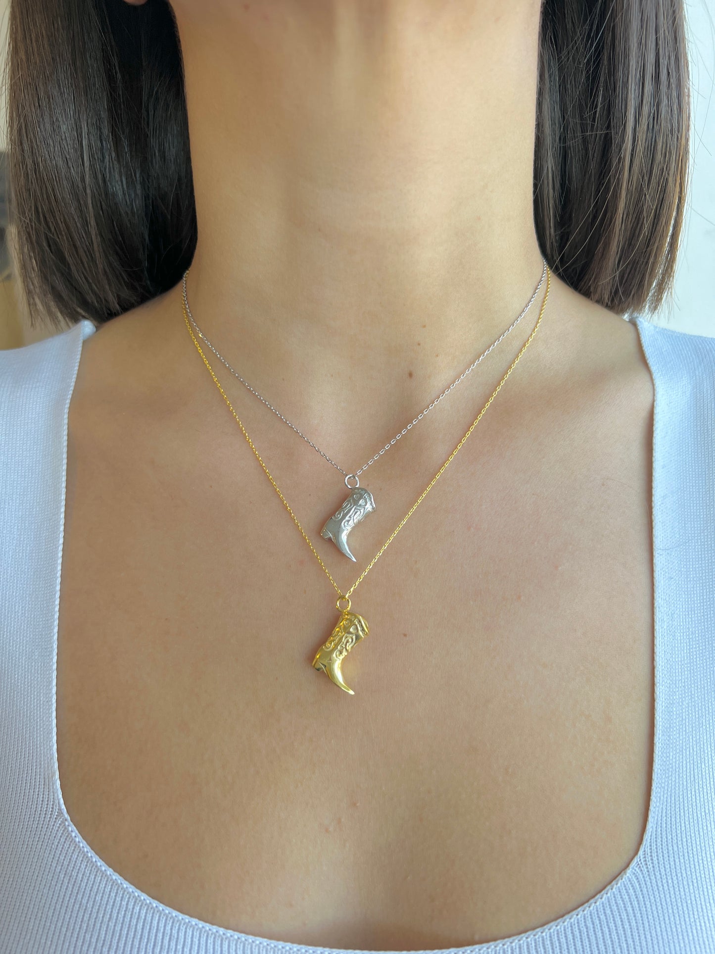 Cowboy Boot Necklace ,Western Boot Necklace in Sterling Silver, Cowgirl Boot Necklace, Texas Necklace , Boot Jewelry in Gold,Trendy Necklace