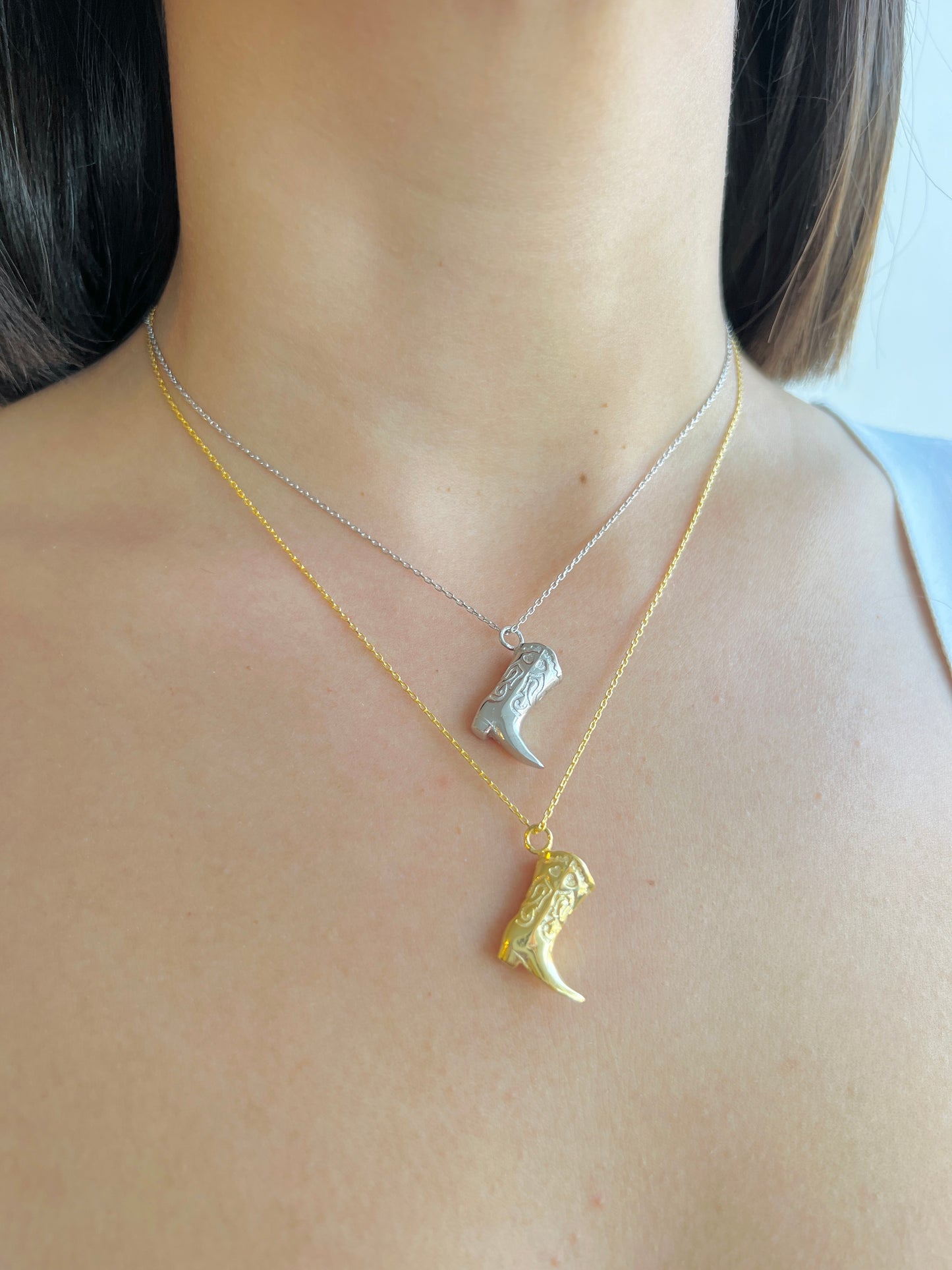 Cowboy Boot Necklace ,Western Boot Necklace in Sterling Silver, Cowgirl Boot Necklace, Texas Necklace , Boot Jewelry in Gold,Trendy Necklace