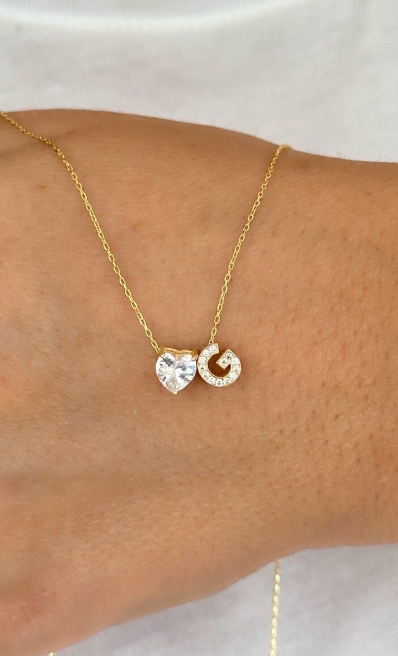 Double initial Necklace with Heart, Two initial Necklace in Gold, Couple initial Necklace, Princess Necklace, Personalized Necklace for Her