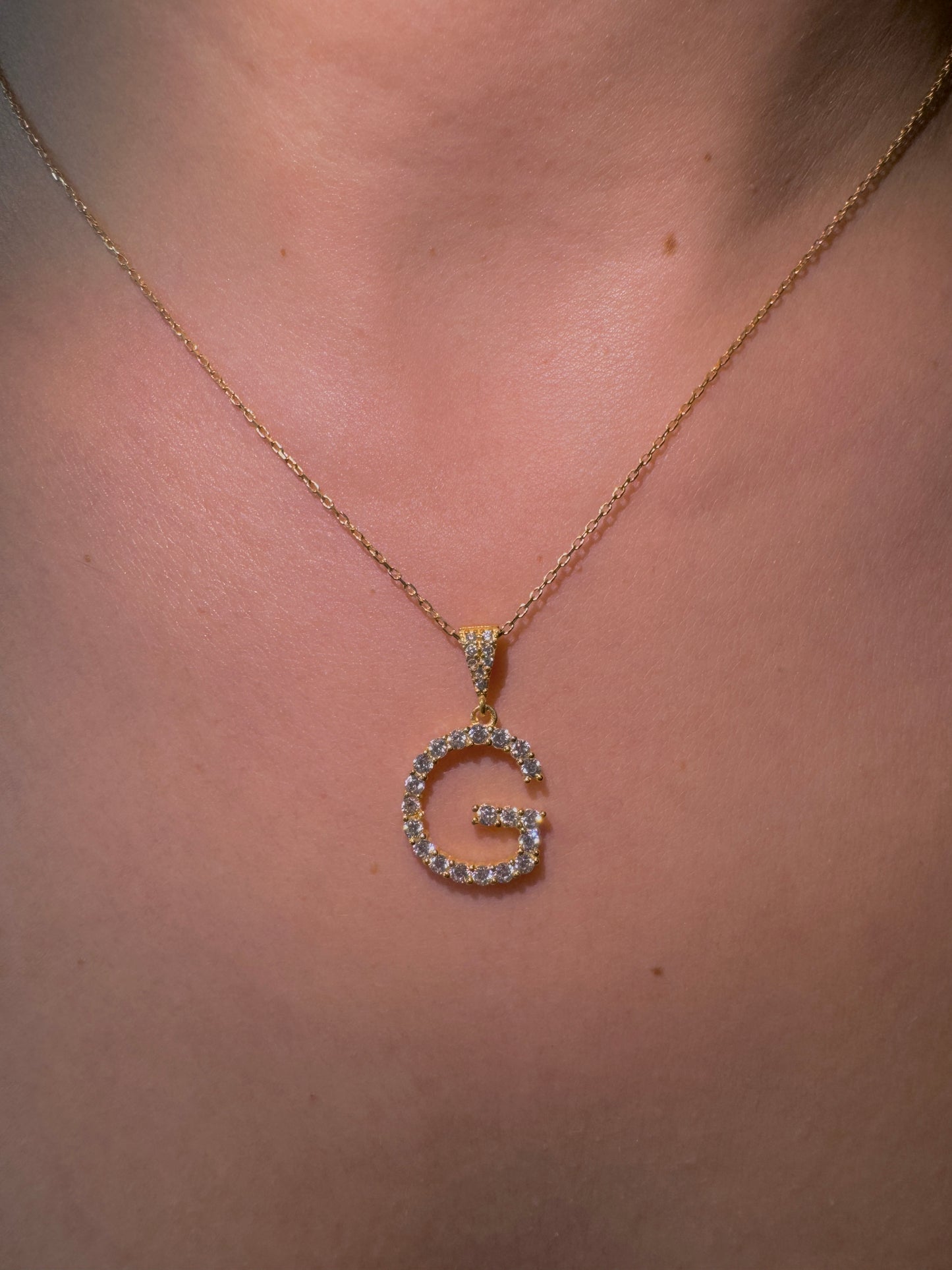 Pave initial Pendant with Herringbone Chain, Cz Diamond Letter Necklace , Custom Initial Necklace with Tennis Chain in Gold, Wife Gifts