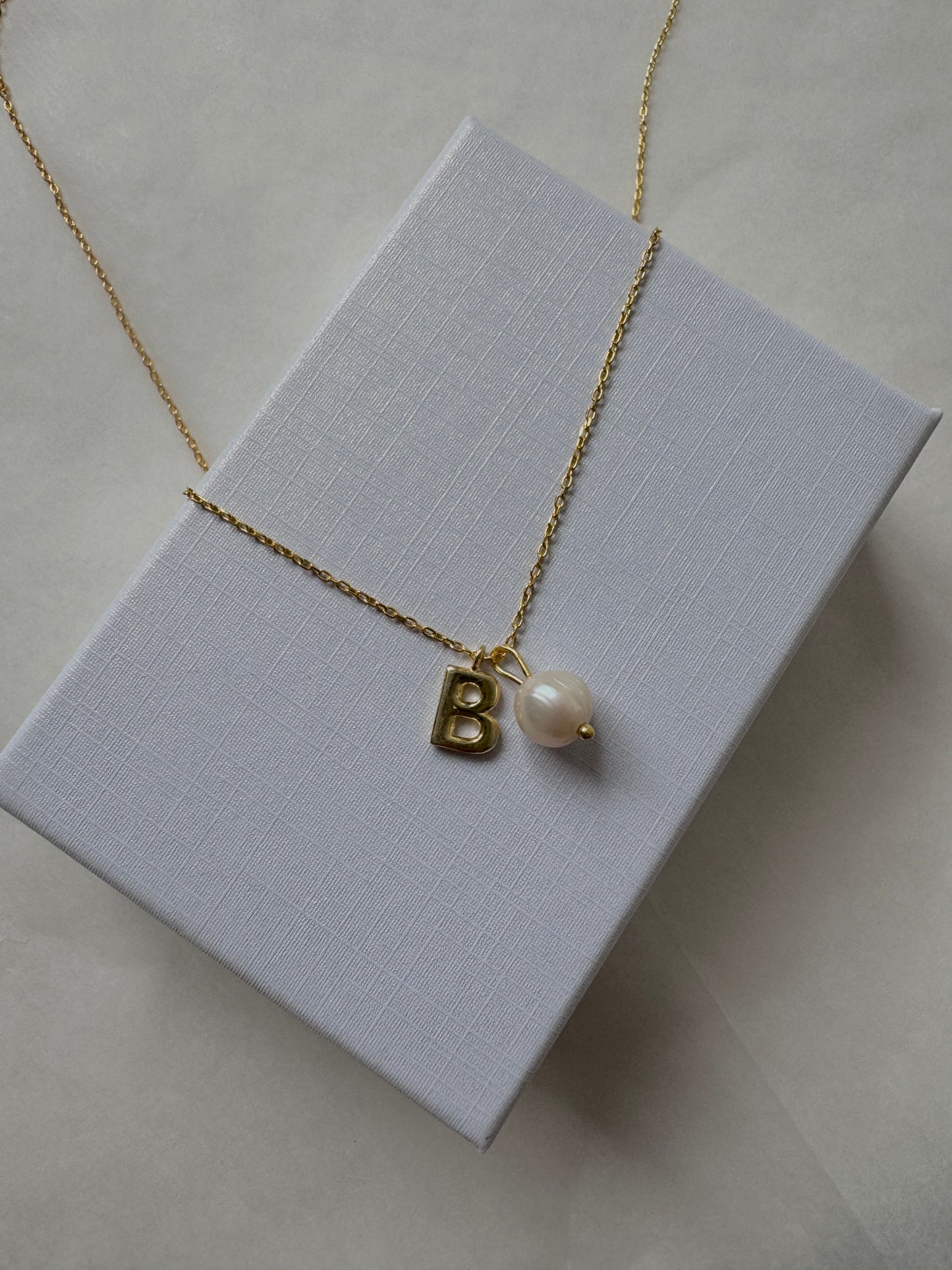 Tiny Pearl initial Necklace, Pearl Letter Necklace, Real Pearl Letter Pendant, Custom Pearl Necklace in Gold and Sterling Silver