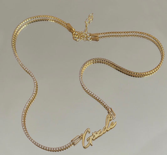 "925 Sterling Silver Custom Tennis Necklace with Name - Personalized Jewelry in Gold, Silver & Rose Gold"