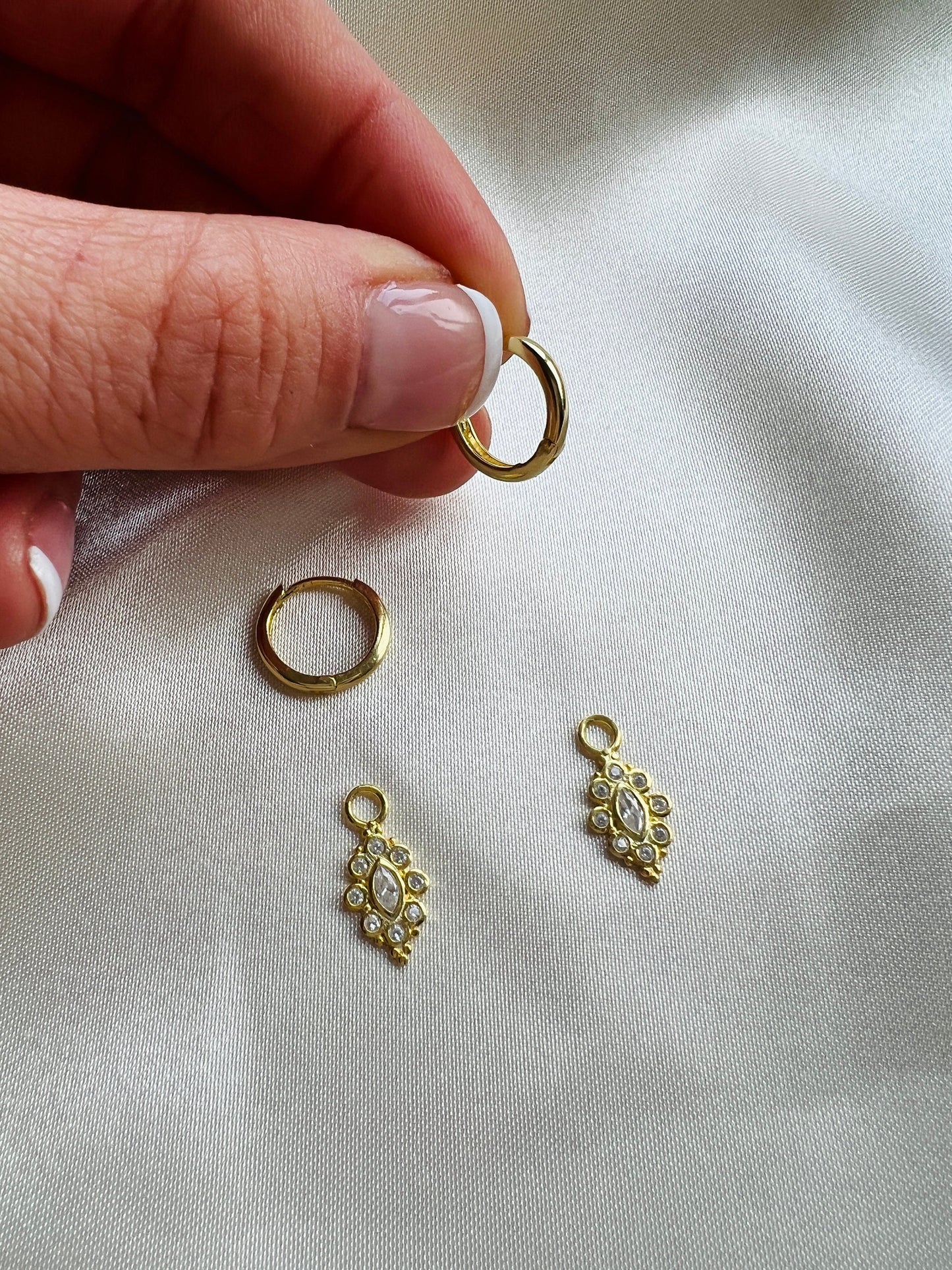 Huggie Hoop Earrings | Small Hoop Earrings | Tiny Charm Hoops in Gold | Delicate and Minimalist Earrings | Dainty Hoop Earrings | Gift | CZ