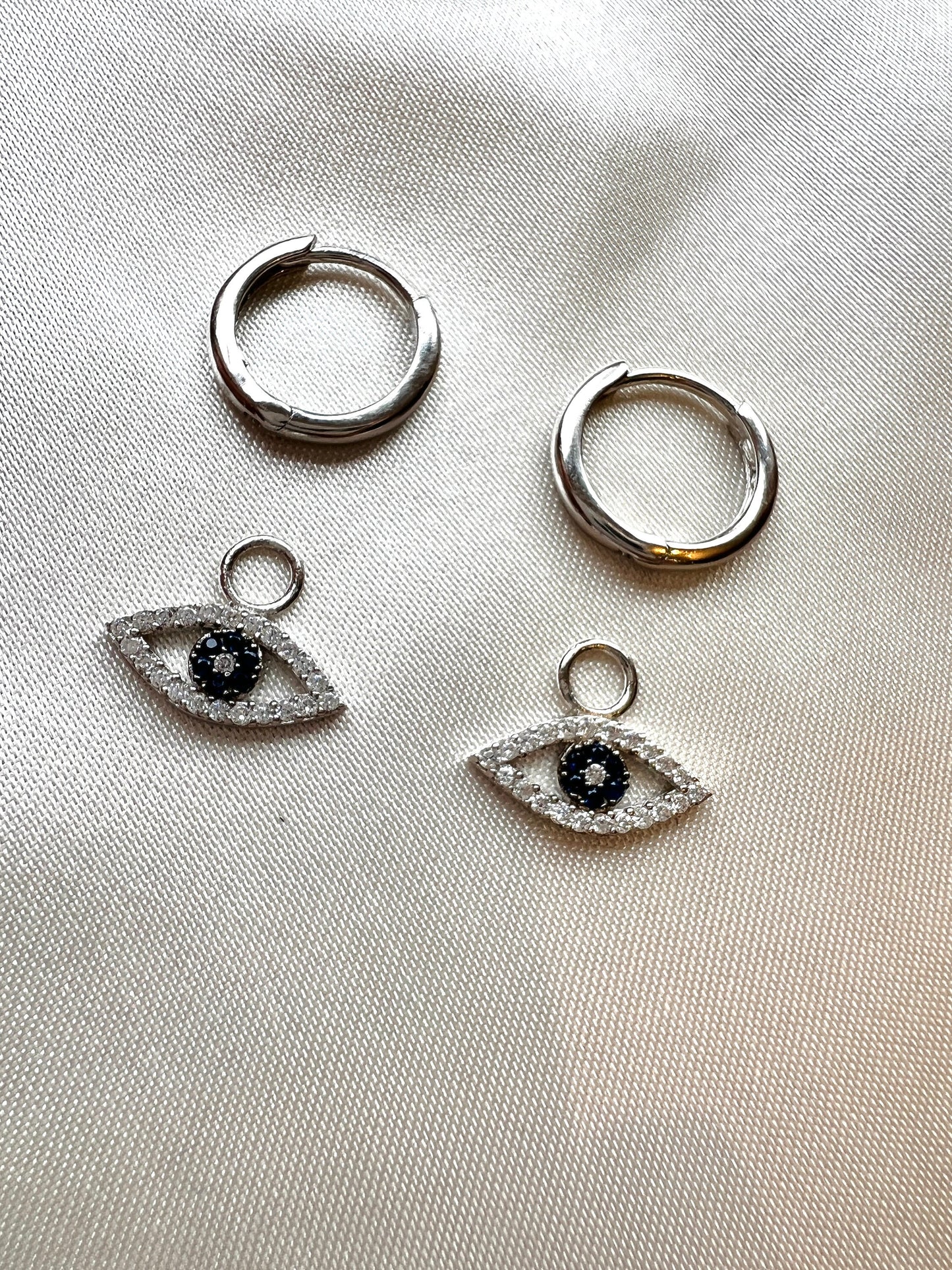 IRIS Huggie Hoop Earrings | Dangle Hoop Earrings |  Evil Eye Jewelry | Dainty Eye Earrings | Protection Jewelry | Huggie Hoops Earrings