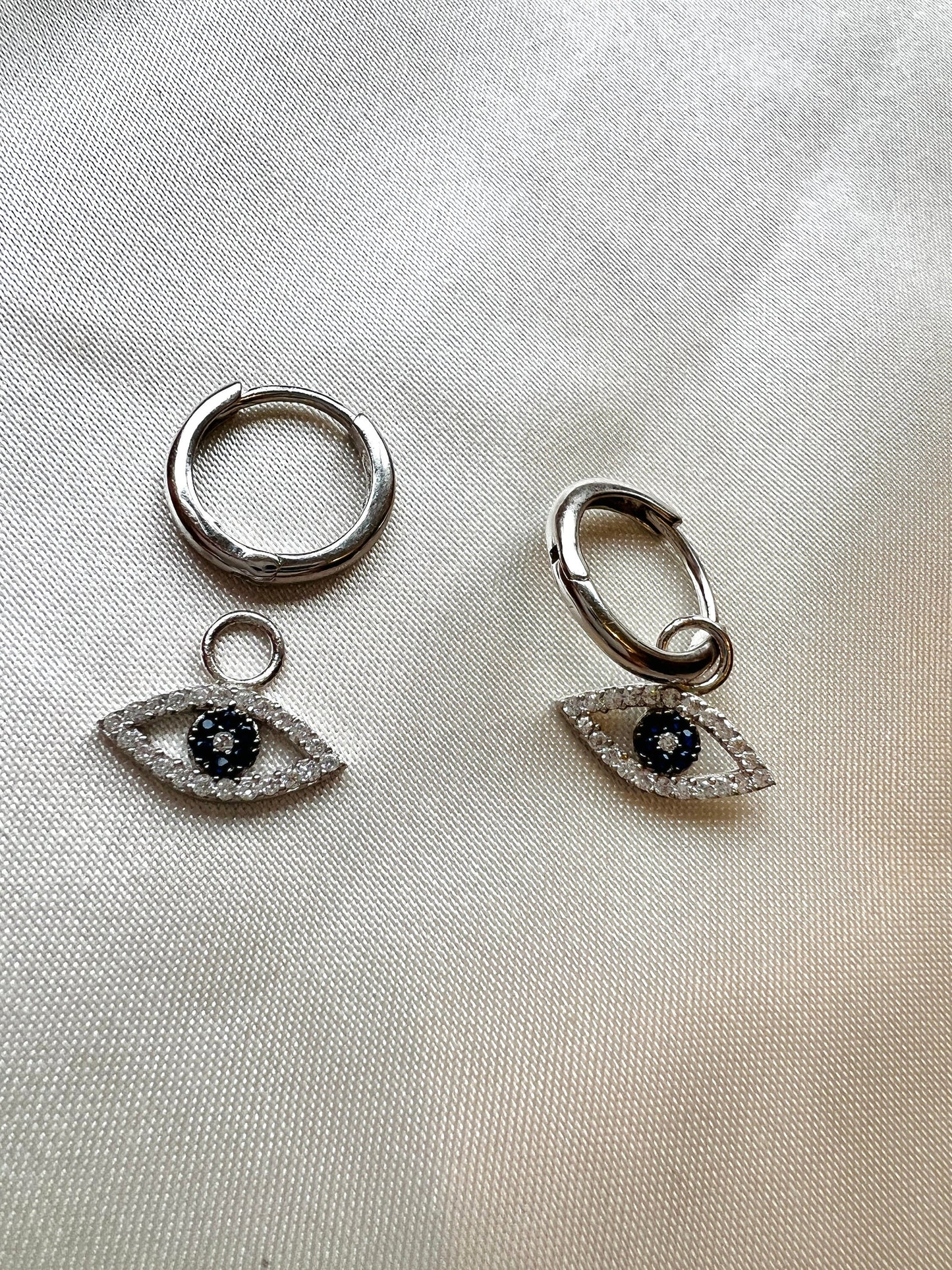 IRIS Huggie Hoop Earrings | Dangle Hoop Earrings |  Evil Eye Jewelry | Dainty Eye Earrings | Protection Jewelry | Huggie Hoops Earrings