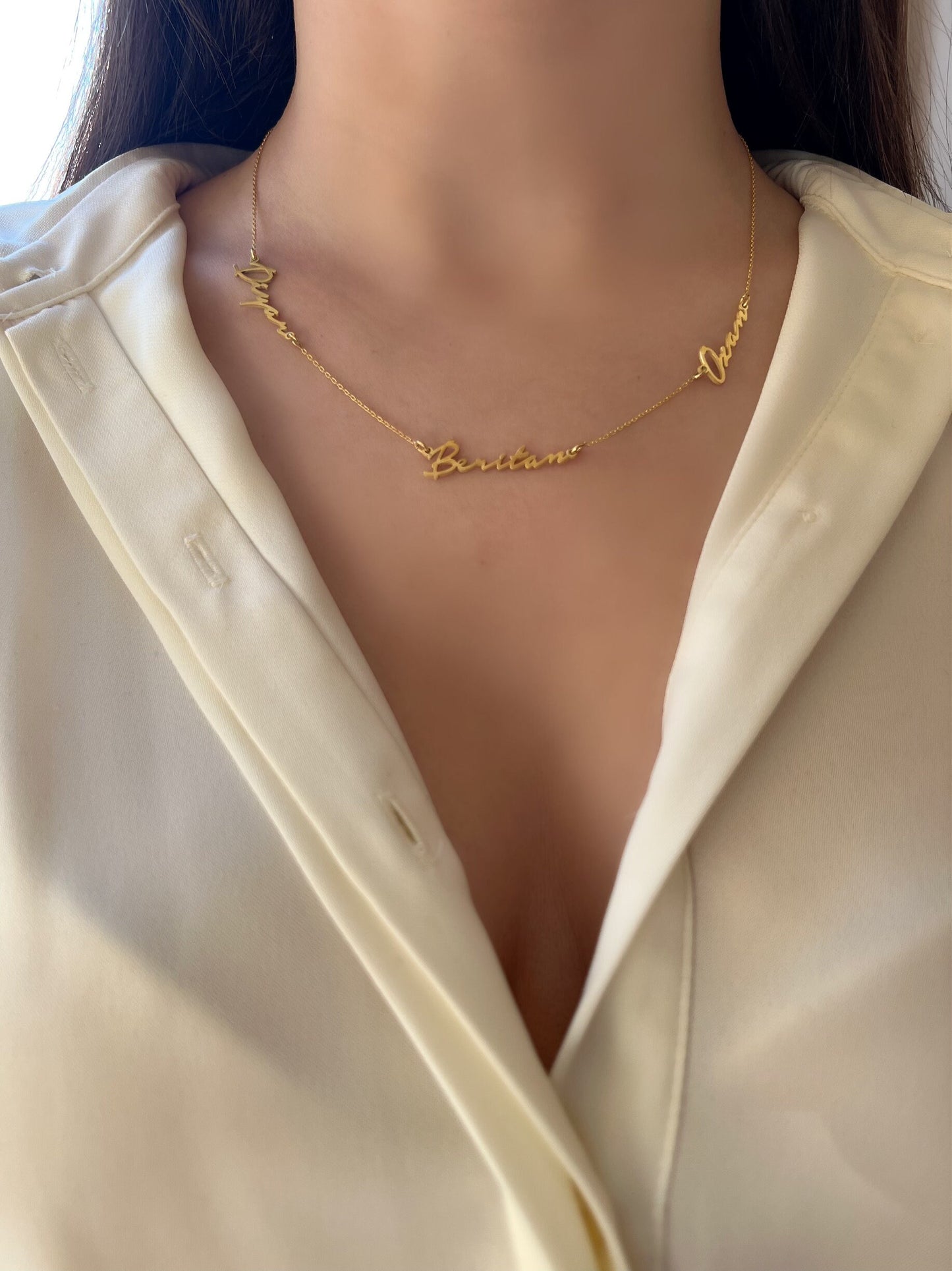 Personalized Gold Multiple Name Necklace | Children Names Necklace | Family Necklace | 3 Names Necklace | Couple Necklace |Two Name Necklace