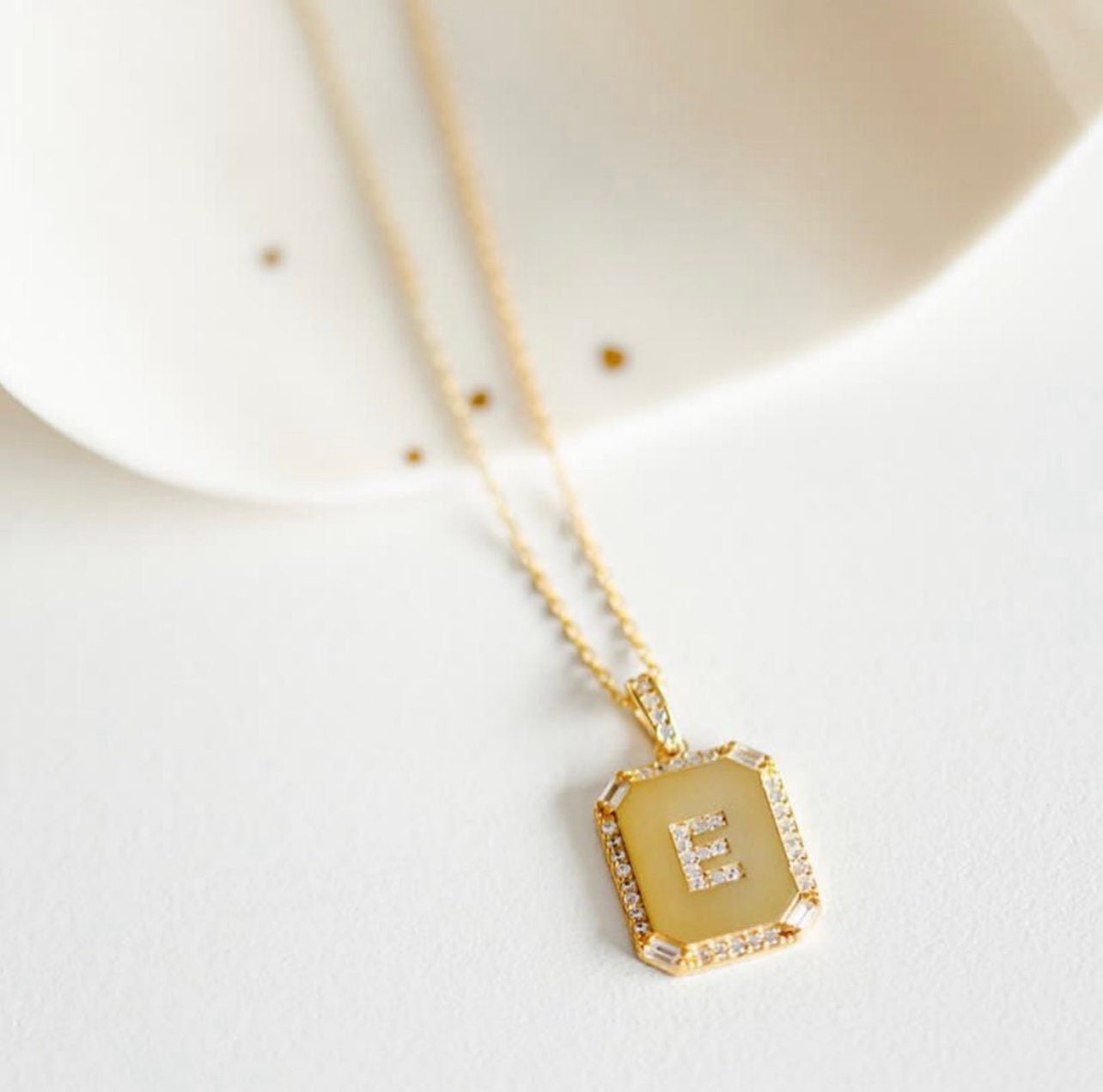 Diamond initial Necklace in Gold|Cz Alphabet Necklace|Gold initial Pendant| initial Jewelry in Sterling Silver| Gold Letter Necklace for her