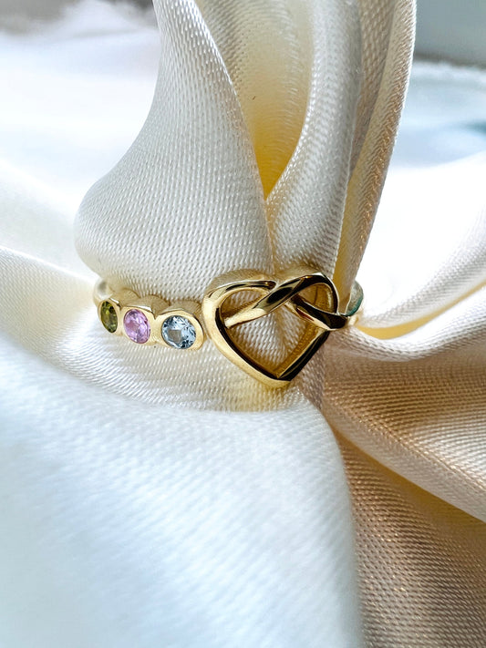 Family Birthstone Ring for Women| Stacking Gemstone Ring| Multi Birthstone Ring in Gold| Best Gift for Mom| Special Valentines Day Gift