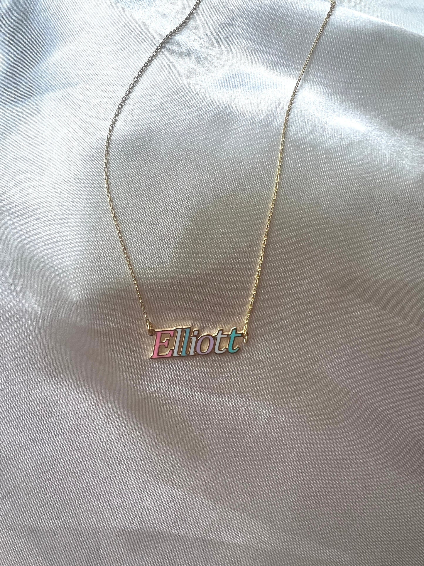 Personalized Colorful Name Jewelry|Pastel Soft Colorful Personalize Necklace|Customized Necklace in Gold|Enameled Silver Alphabet Necklace