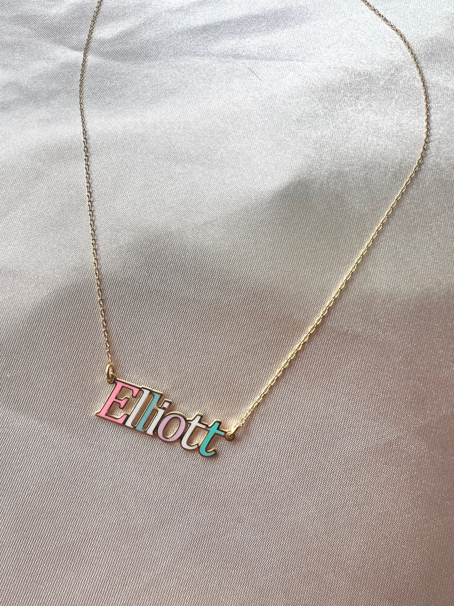 Personalized Colorful Name Jewelry|Pastel Soft Colorful Personalize Necklace|Customized Necklace in Gold|Enameled Silver Alphabet Necklace