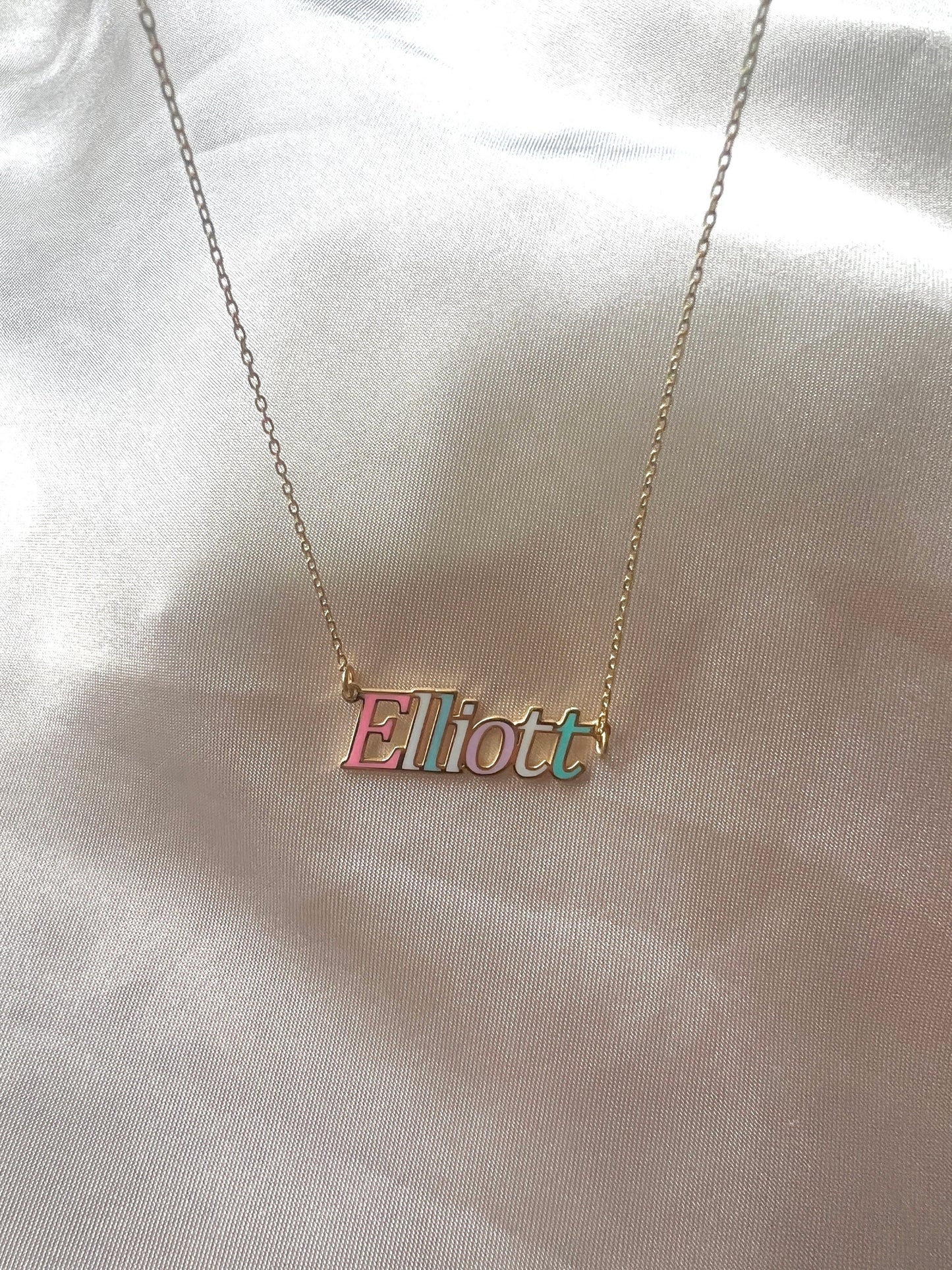 Personalized Colorful Name Jewelry|Pastel Soft Colorful Personalize Necklace|Customized Necklace in Gold|Enameled Silver Alphabet Necklace