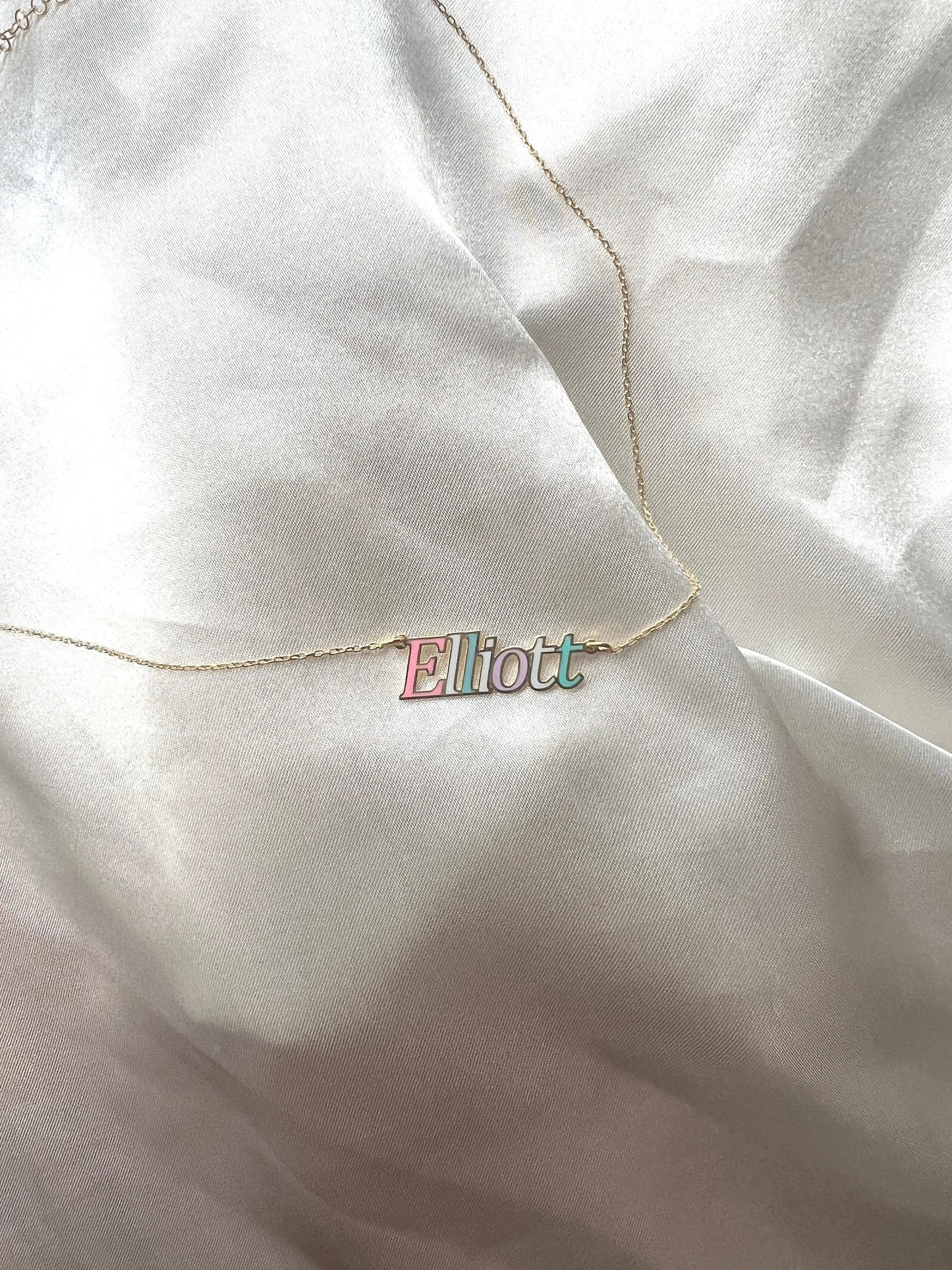 Personalized Colorful Name Jewelry|Pastel Soft Colorful Personalize Necklace|Customized Necklace in Gold|Enameled Silver Alphabet Necklace